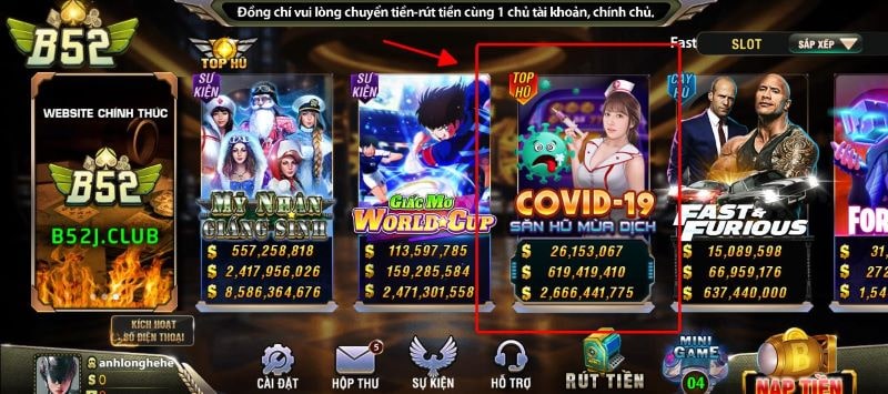 Hướng dẫn tham gia chơi Covid-19 săn hũ mùa dịch tại B52